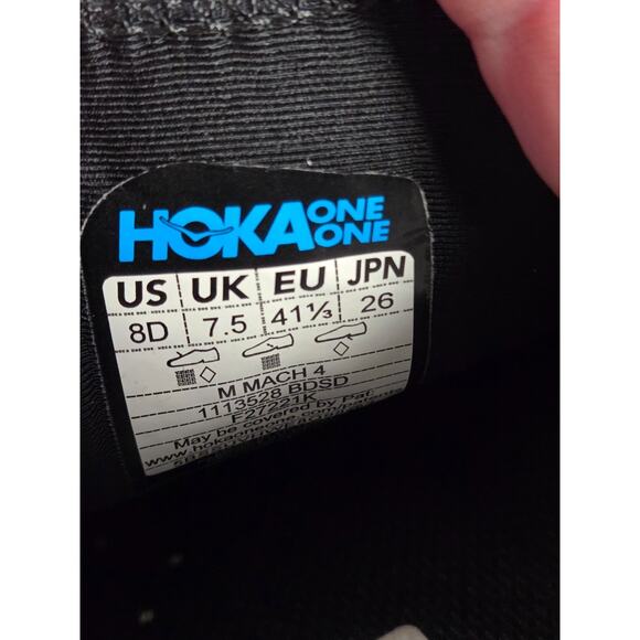 Hoka One One Mach 4 Black White Running Sneakers Shoes Men's Size 8D Wide - Picture 9 of 9